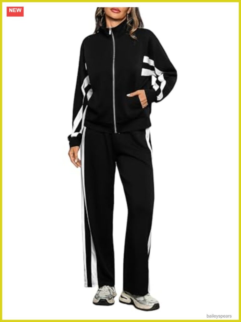 Women's 2-Piece Zip Up Sweatsuit Set Wide Leg Tracksuit Lounge